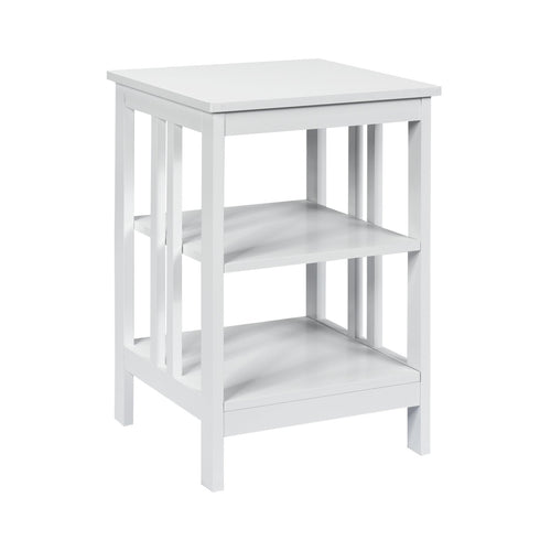 Set of 2 Multifunctional 3-Tier Nightstand Sofa Side Table with Reinforced Bars and Stable Structure, White
