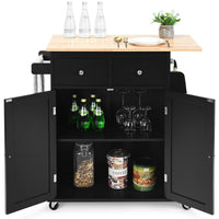 Thumbnail for Rubber Wood Countertop Rolling Kitchen Island Cart - Gallery View 9 of 12