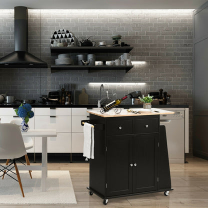 Rubber Wood Countertop Rolling Kitchen Island Cart, Black Kitchen Islands & Carts at Gallery Canada