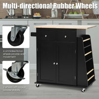 Thumbnail for Rubber Wood Countertop Rolling Kitchen Island Cart - Gallery View 11 of 12