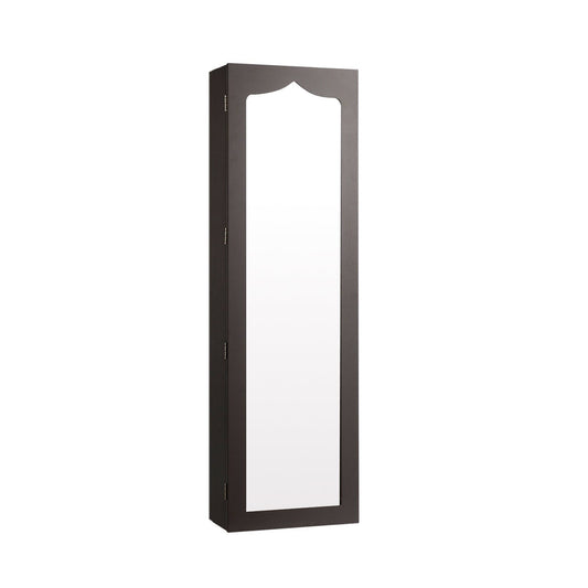 Door Hanging Mirror Jewelry Armoire with Full Length Mirror and 6 Drawers, Brown - Gallery Canada