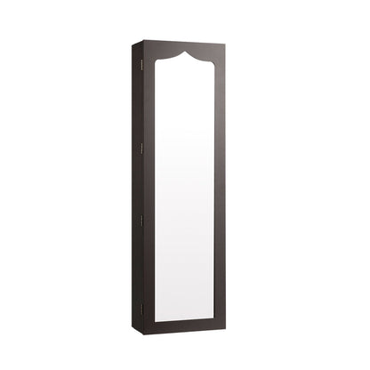 Door Hanging Mirror Jewelry Armoire with Full Length Mirror and 6 Drawers, Brown Jewelry Armoires at Gallery Canada