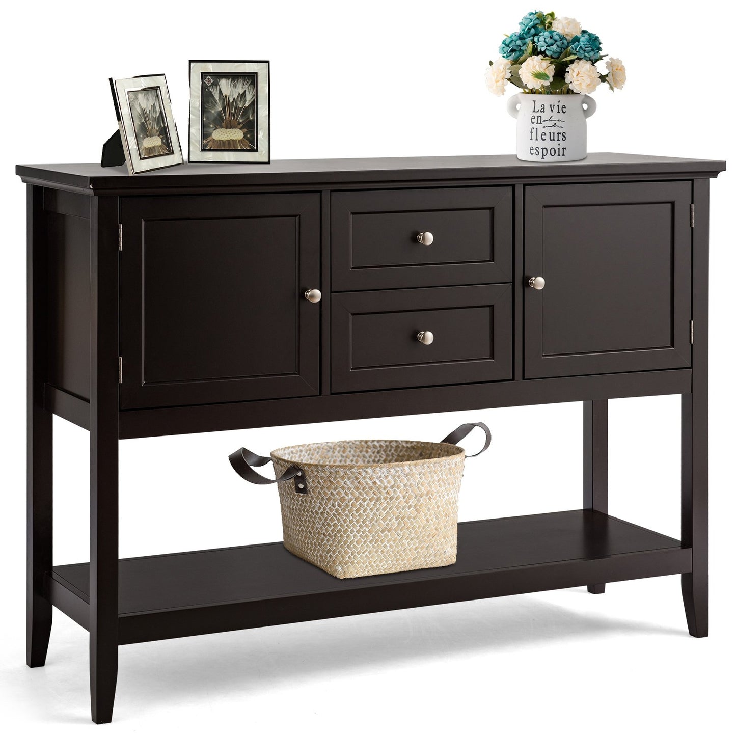 Wooden Sideboard Buffet Console Table with Drawers and Storage, Brown - Gallery Canada