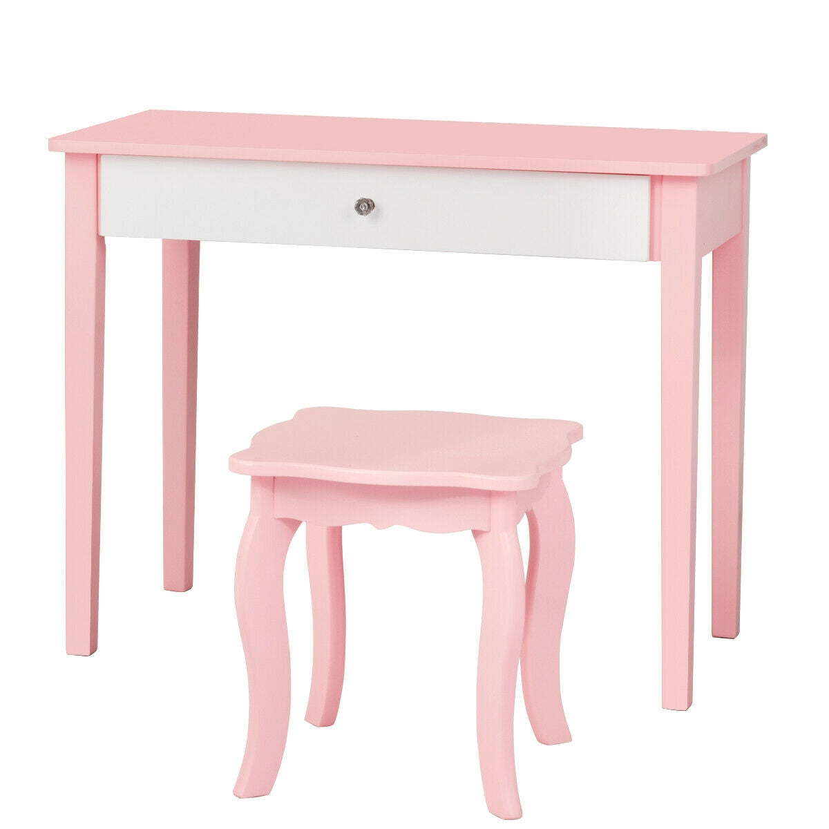 Kids Princess Make Up Dressing Table with Tri-folding Mirror and Chair, Pink Kids Vanities at Gallery Canada