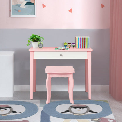 Kids Princess Make Up Dressing Table with Tri-folding Mirror and Chair, Pink Kids Vanities at Gallery Canada