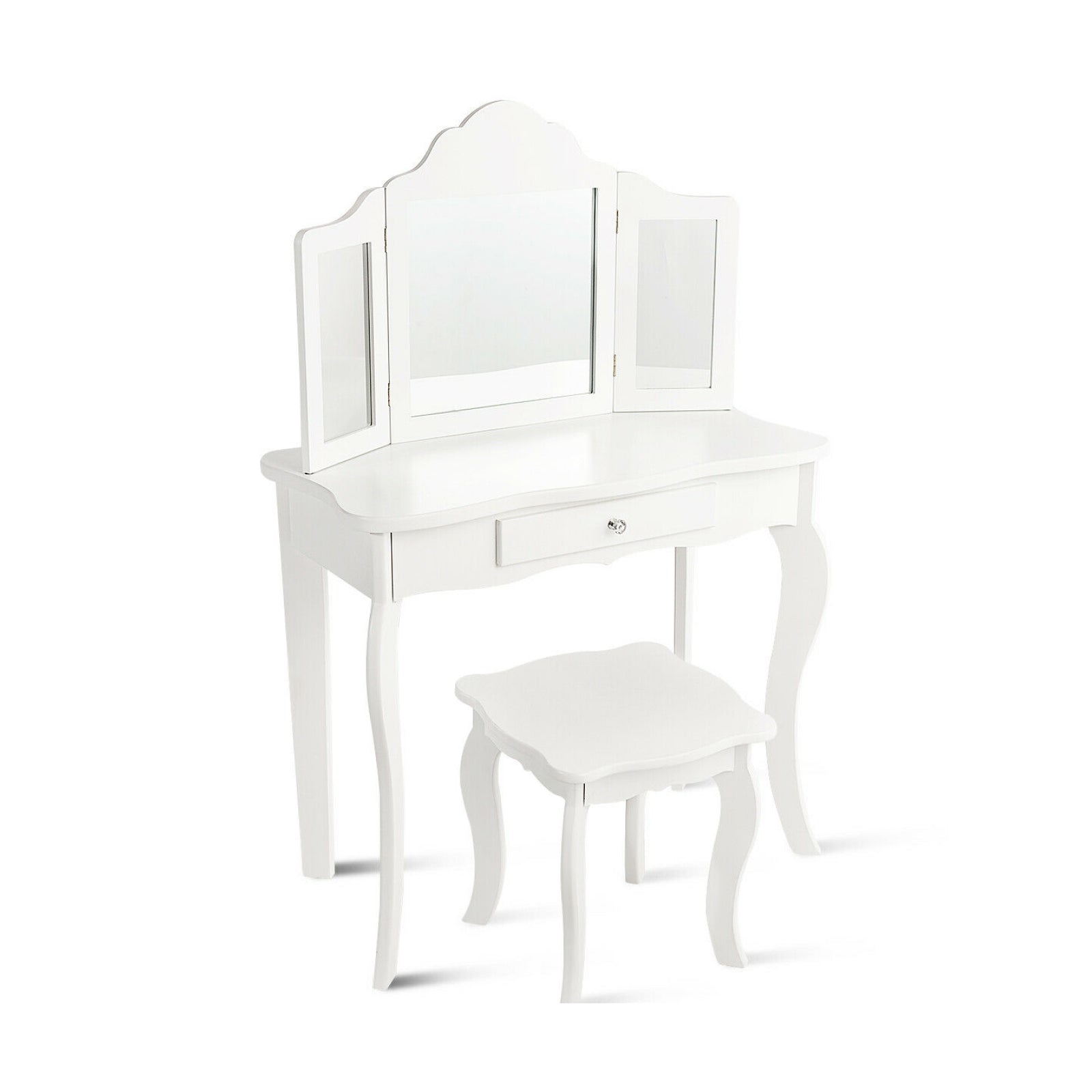 Mini Makeup Vanity Table With Stool Set, White Kids Vanities White at Gallery Canada