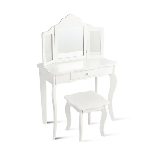 Mini Makeup Vanity Table With Stool Set, White Kids Vanities White at Gallery Canada