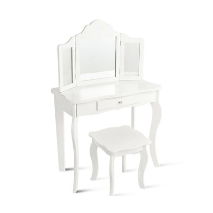 Mini Makeup Dressing Mirror Vanity Table Stool Set, White Kids Vanities at Gallery Canada