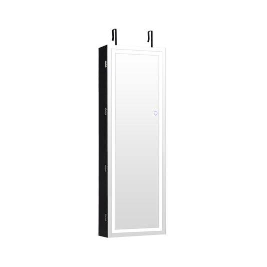 Door Wall Mount Touch Screen Mirrored Jewelry Cabinet, Black - Gallery Canada