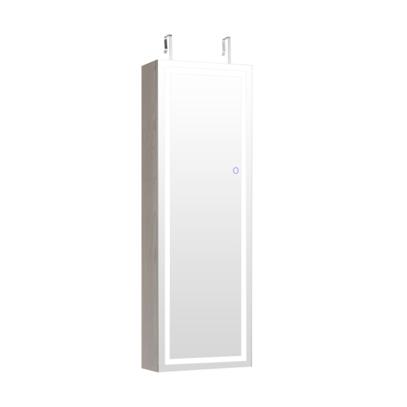 Mirrored Jewelry Armoire, Full Length Mirror, 2 LED Lights, White Jewelry Armoires White at Gallery Canada