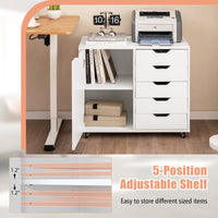 Thumbnail for 5-Drawer Rolling Storage Cart with Side Cabinet - Gallery View 9 of 11