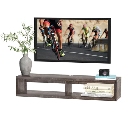 Floating TV Stand for 50" TVs, Wall Mounted, Wood Grain, Dark Grey TV Stands at Gallery Canada