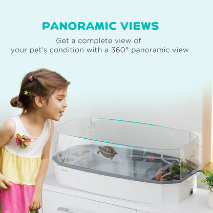 Turtle Tank Kit With Basking Platform, Water Pump, Filter Layer Design