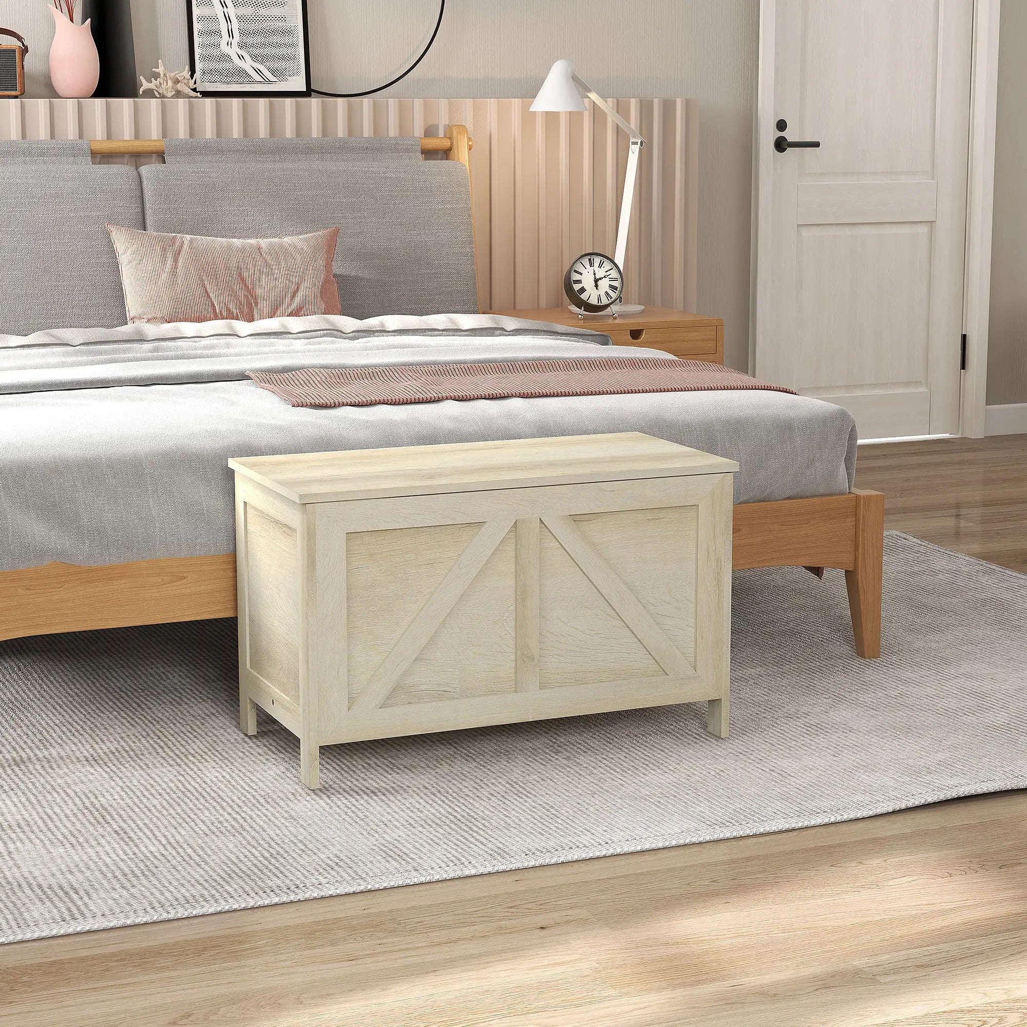 Farmhouse Storage Trunk Box Organizer, Safety Hinge, 100° Open Storage Cabinets at Gallery Canada