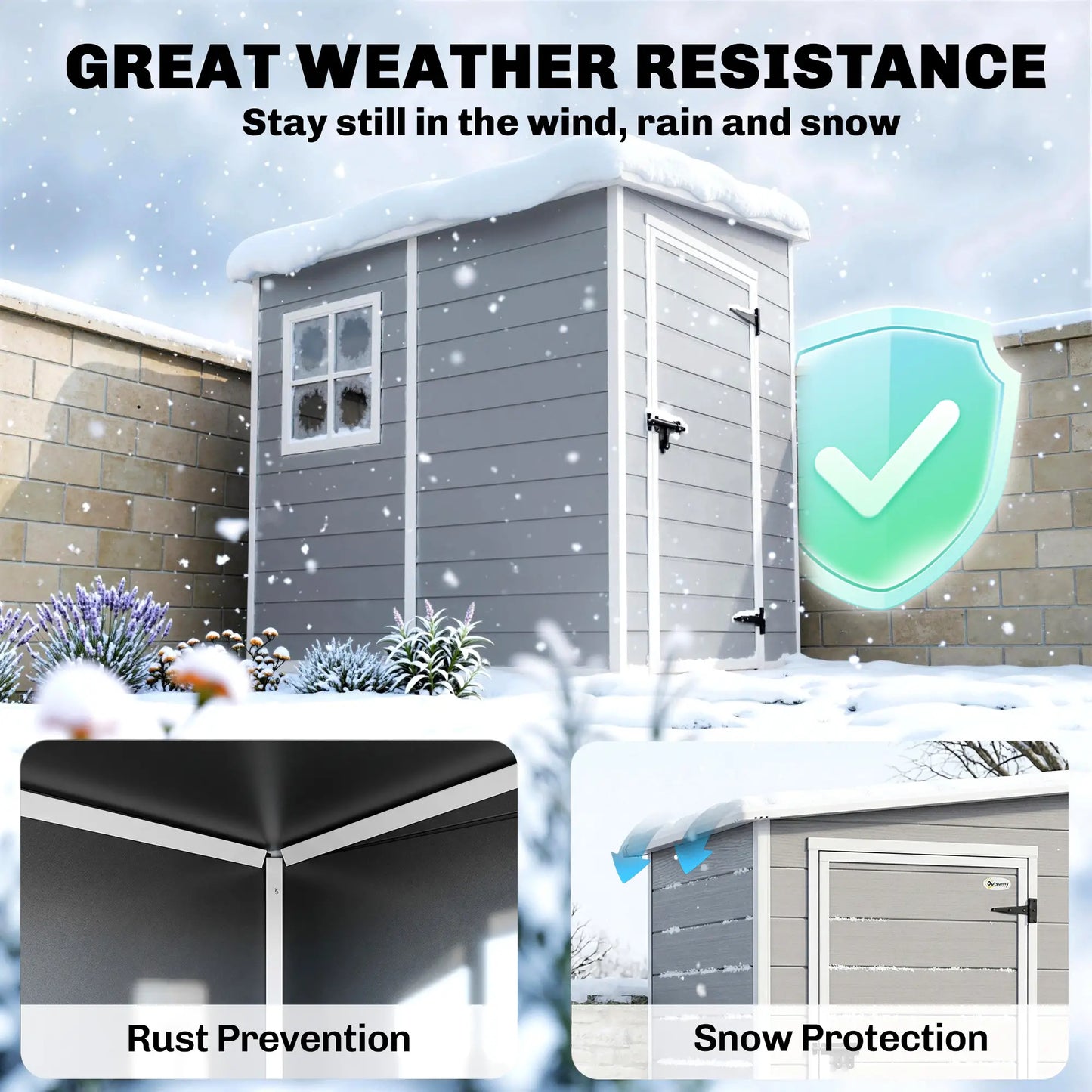 4'x5' Garden Tool Storage Shed, Lean to, Window, Vent, Plastic Roof, Grey Sheds at Gallery Canada