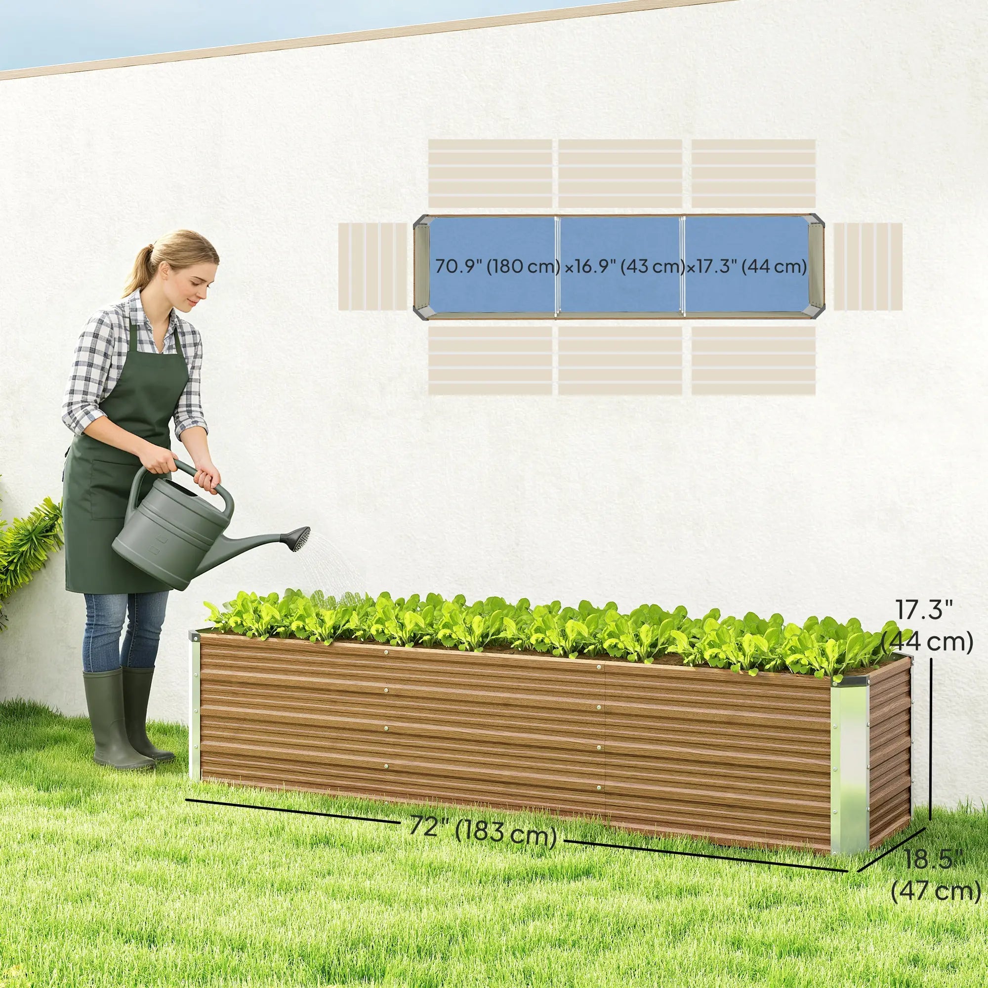 6' x 1.5' x 1.3' Galvanized Raised Garden Bed, Elevated Metal Planter Box, Brown Wood Effect, Brown Galvanized Planter Boxes at Gallery Canada