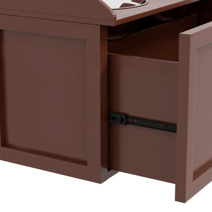 Raised Dog Bowls with Storage, 2 Stainless Steel Bowls, 23.6"x11.8"x14.2", Brown Dog Bowls at Gallery Canada