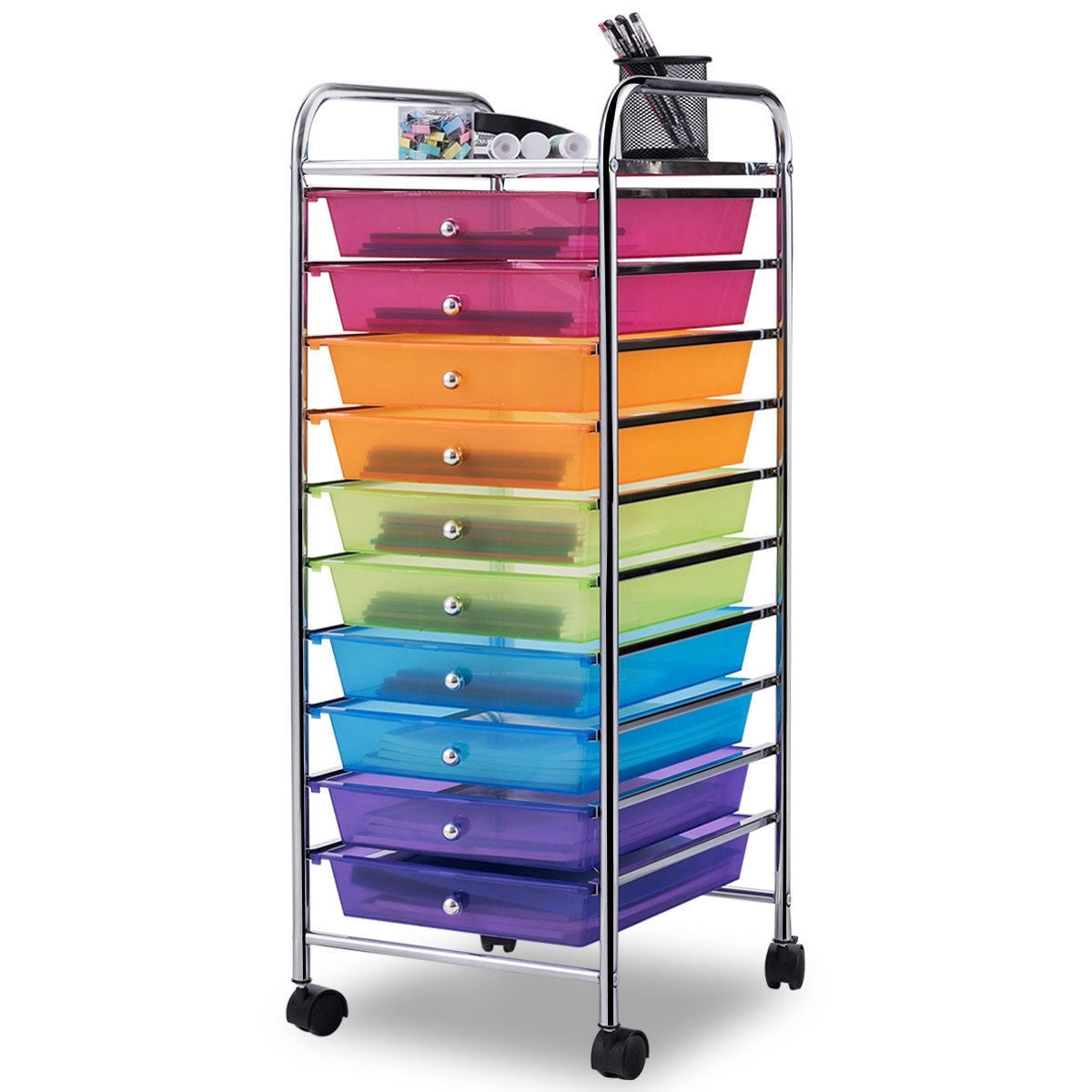 10 Drawer Rolling Storage Cart Organizer, Color File Cabinets at Gallery Canada