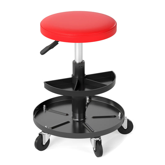 16.5-22In Adjustable Height Rolling Mechanic Stool, Red Office Chairs Red at Gallery Canada