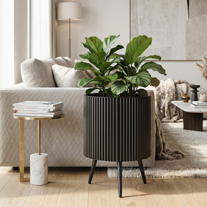 16.5 Inch Plant Pot With Stand, Tapered Legs For Garden