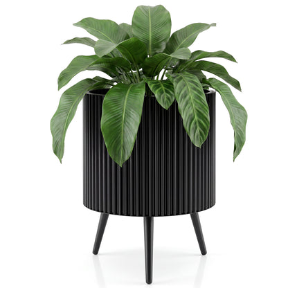 16.5 Inch Plant Pot With Stand, Tapered Legs For Garden