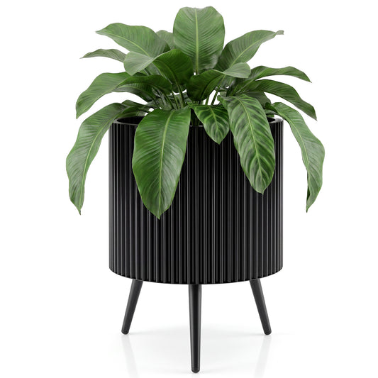 16.5 Inch Plant Pot With Stand, Tapered Legs For Garden