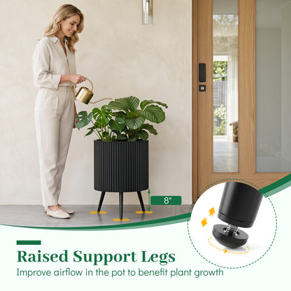 16.5 Inch Plant Pot With Stand, Tapered Legs For Garden
