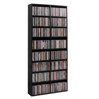 Unité de rangement pour CD à 16 compartiments, 54", noir