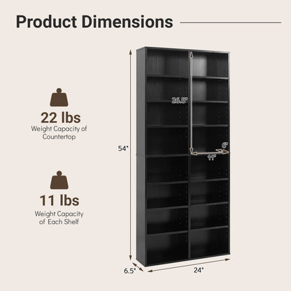 Unité de rangement pour CD à 16 compartiments, 54", noir