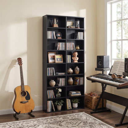 Unité de rangement pour CD à 16 compartiments, 54", noir