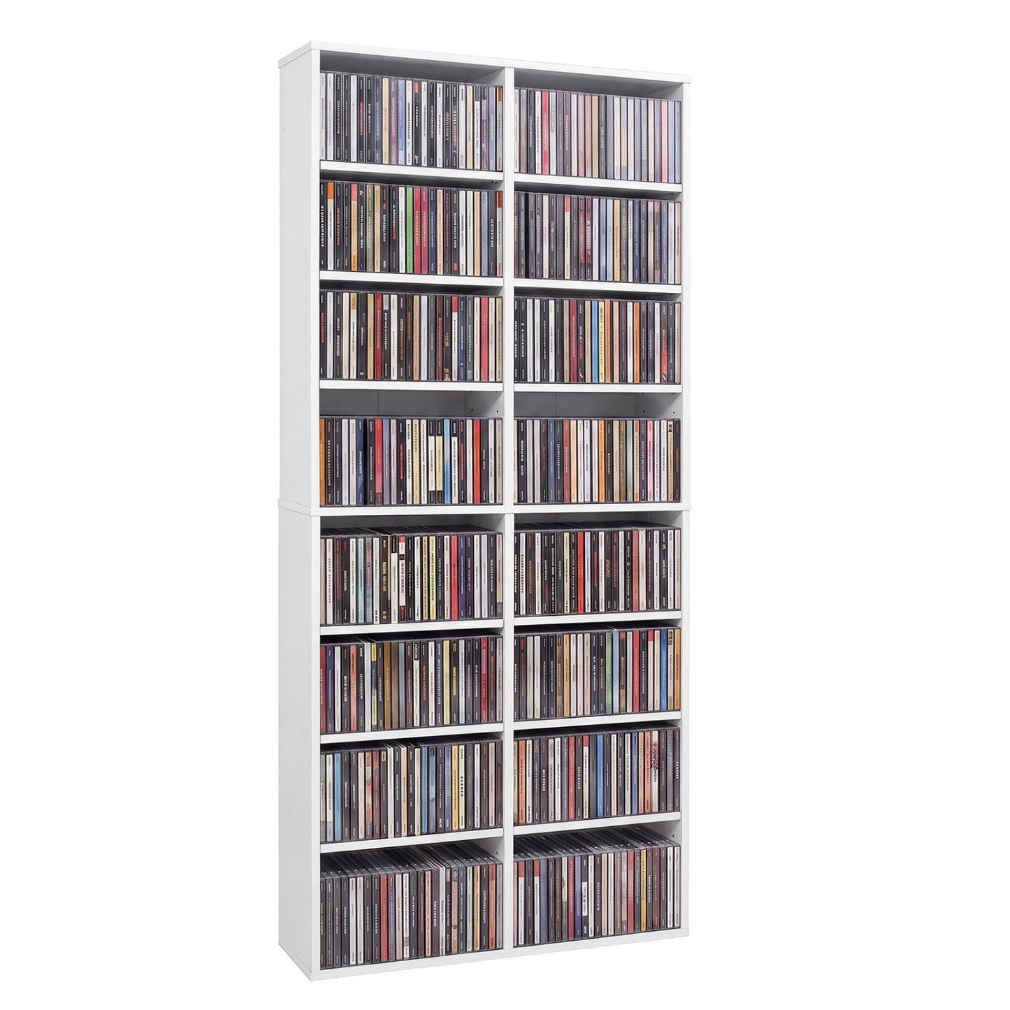 Unité de rangement pour CD à 16 compartiments, sur pied de 54 pouces, blanche