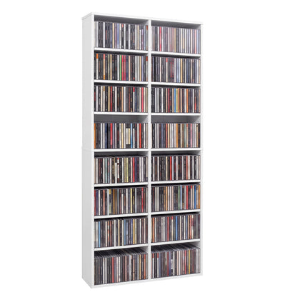 Unité de rangement pour CD à 16 compartiments, sur pied de 54 pouces, blanche