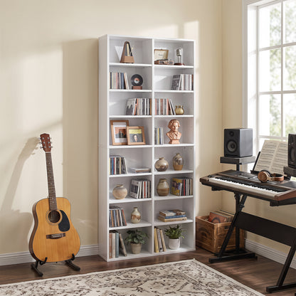 Unité de rangement pour CD à 16 compartiments, sur pied de 54 pouces, blanche