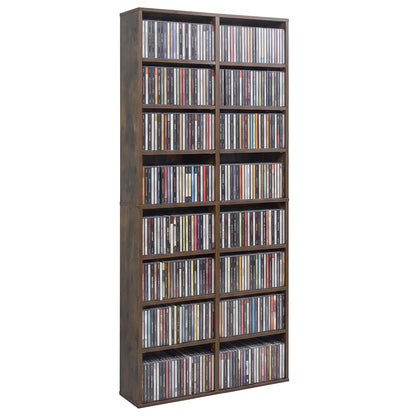 Unité de rangement pour CD à 16 compartiments, étagère de présentation autoportante de 54" , marron