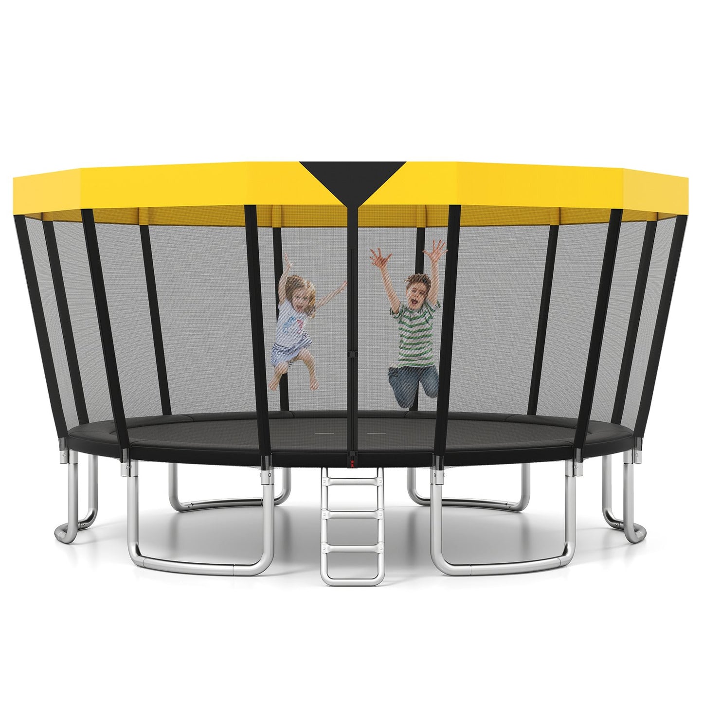 16 FT Outdoor Trampoline ASTM Compliant Recreational Trampoline with Non-Slip Ladder, Yellow Trampolines Yellow at Gallery Canada