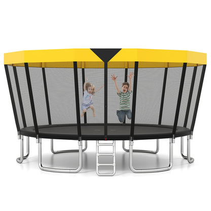 16 FT Outdoor Trampoline ASTM Compliant Recreational Trampoline with Non-Slip Ladder, Yellow Trampolines Yellow at Gallery Canada