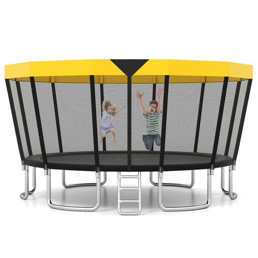 16 FT Outdoor Trampoline ASTM Compliant Recreational Trampoline with Non-Slip Ladder, Yellow Trampolines Yellow at Gallery Canada