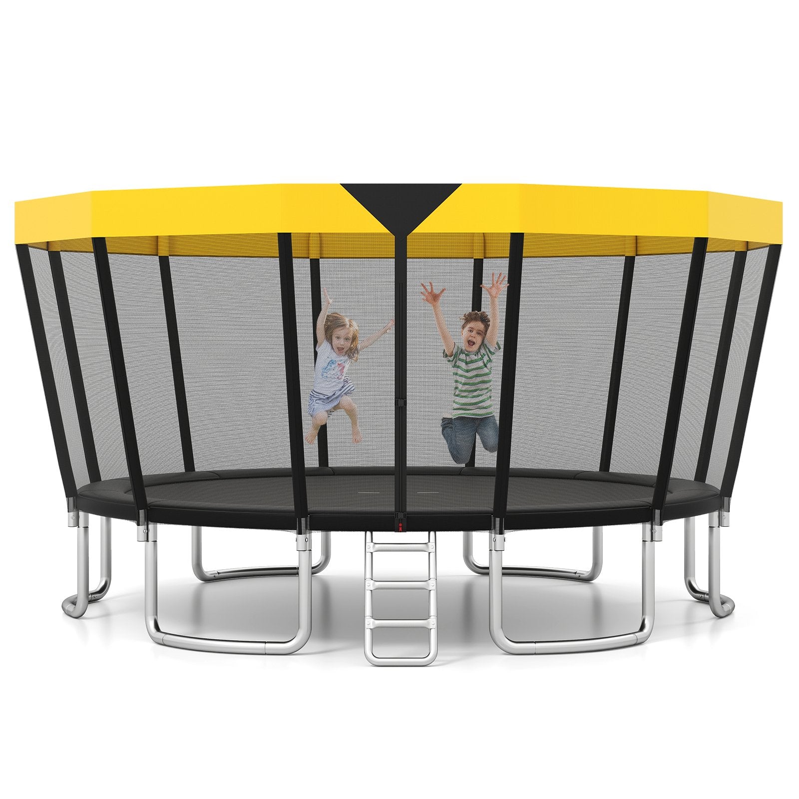 16 FT Outdoor Trampoline ASTM Compliant Recreational Trampoline with Non-Slip Ladder, Yellow Trampolines at Gallery Canada