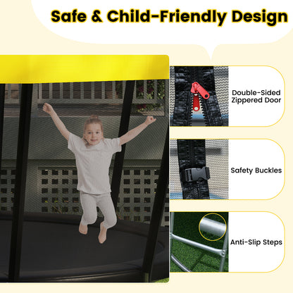 16 FT Outdoor Trampoline ASTM Compliant Recreational Trampoline with Non-Slip Ladder, Yellow Trampolines at Gallery Canada