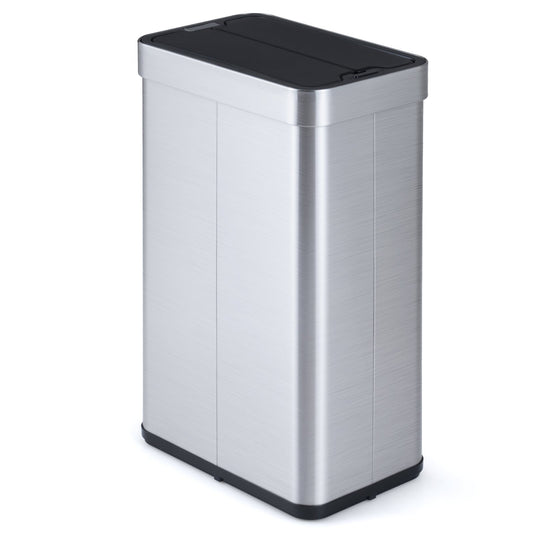 16 Gallon Trash Can with Wing Lids for Bedroom Bathroom Kitchen, Silver Kitchen Trash Cans Silver at Gallery Canada