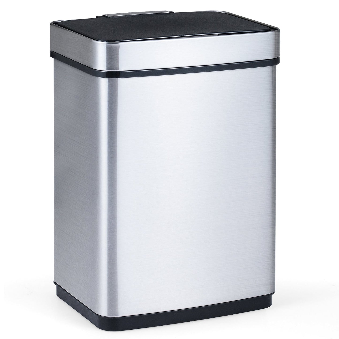 16 Gallon Trash Can Infrared Motion Sensor Garbage Can with Dual Compartments, Silver Kitchen Trash Cans Silver at Gallery Canada
