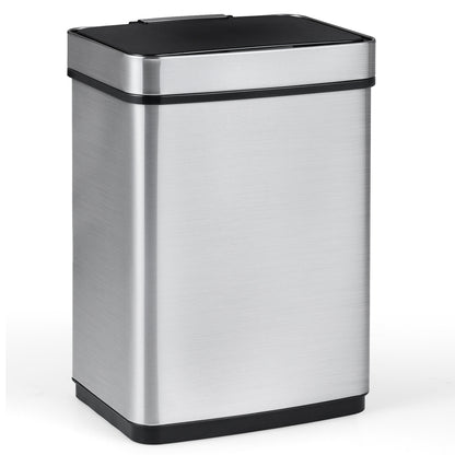16 Gallon Trash Can Infrared Motion Sensor Garbage Can with Dual Compartments, Silver Kitchen Trash Cans at Gallery Canada