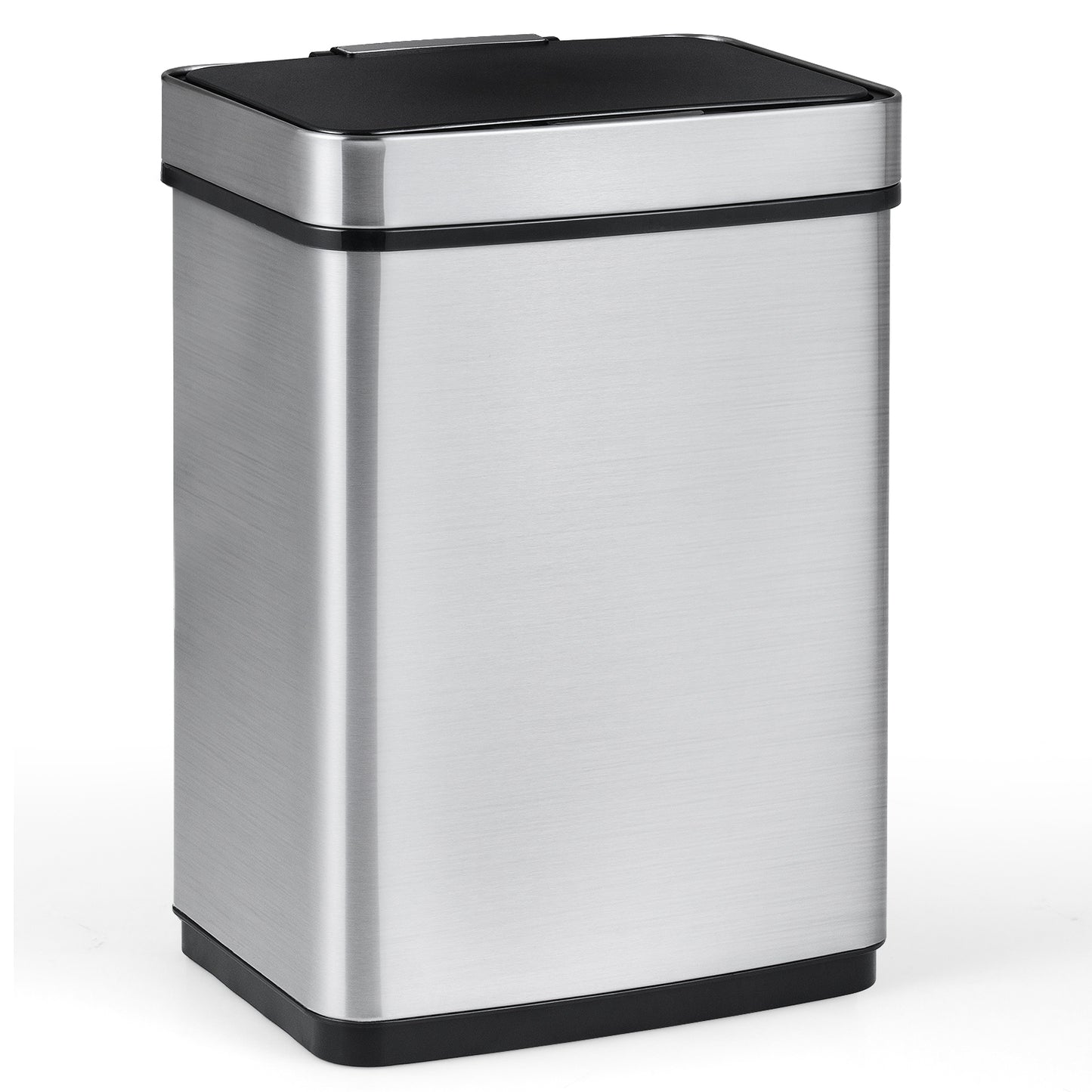 16 Gallon Trash Can Infrared Motion Sensor Garbage Can with Dual Compartments, Silver Kitchen Trash Cans Silver at Gallery Canada