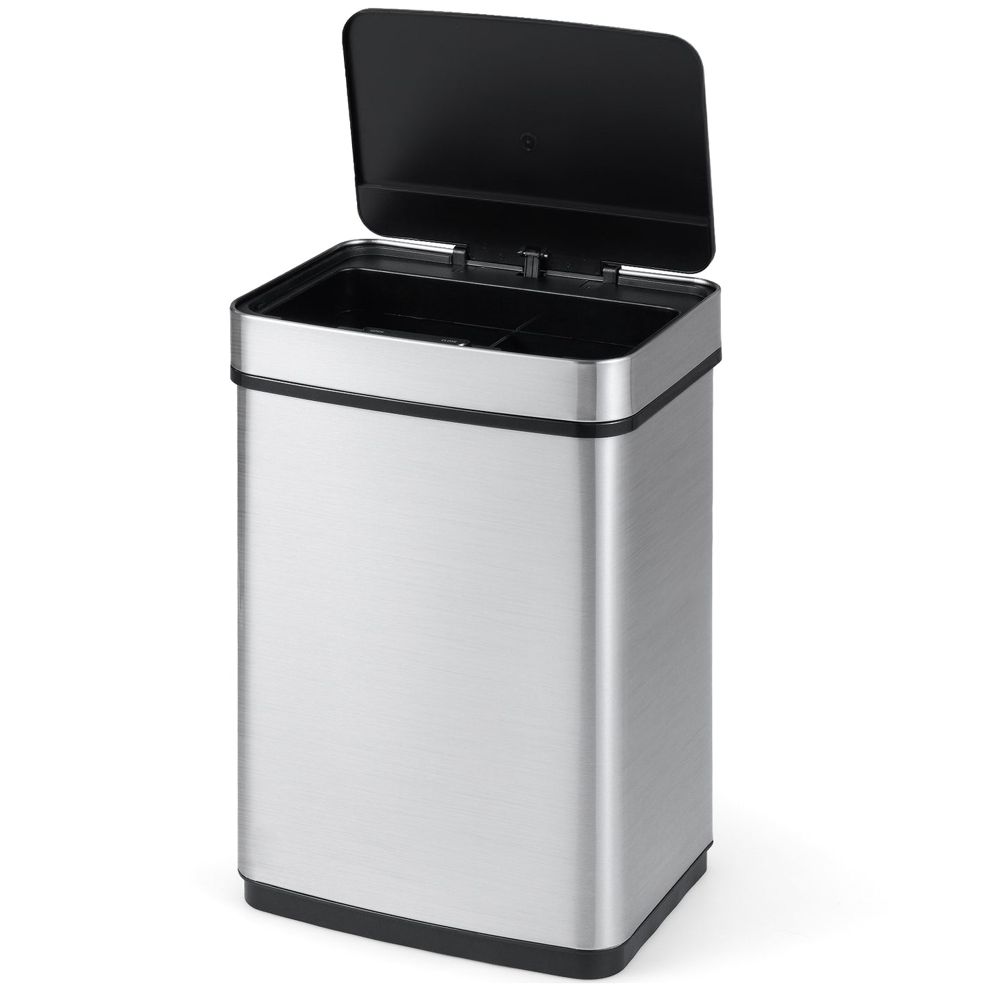 16 Gallon Trash Can Infrared Motion Sensor Garbage Can with Dual Compartments, Silver Kitchen Trash Cans at Gallery Canada