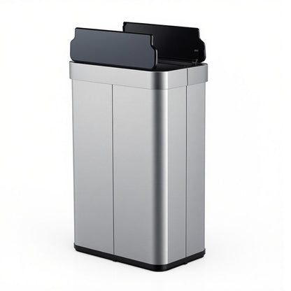 16 Gallon Trash Can with Wing Lids for Bedroom Bathroom Kitchen, Silver Kitchen Trash Cans at Gallery Canada
