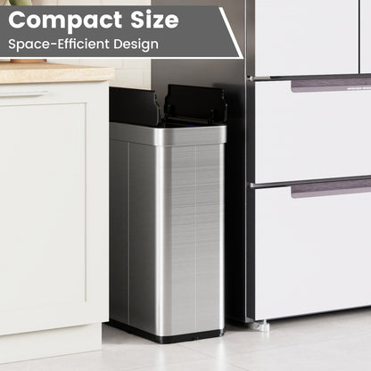 16 Gallon Trash Can with Wing Lids for Bedroom Bathroom Kitchen, Silver Kitchen Trash Cans at Gallery Canada