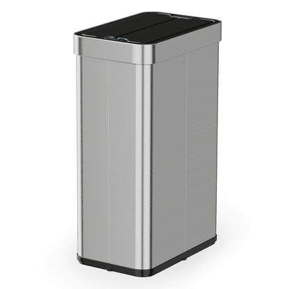 16 Gallon Trash Can with Wing Lids for Bedroom Bathroom Kitchen, Silver Kitchen Trash Cans at Gallery Canada