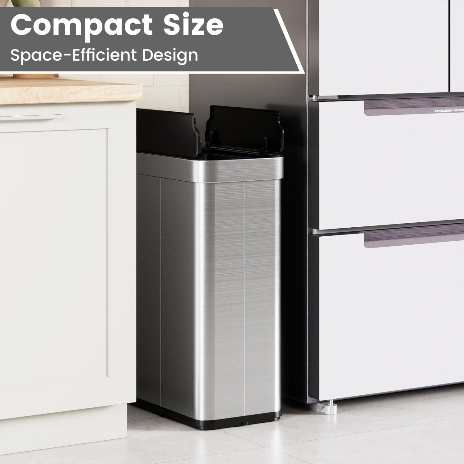 16 Gallon Trash Can with Wing Lids for Bedroom Bathroom Kitchen, Silver Kitchen Trash Cans at Gallery Canada