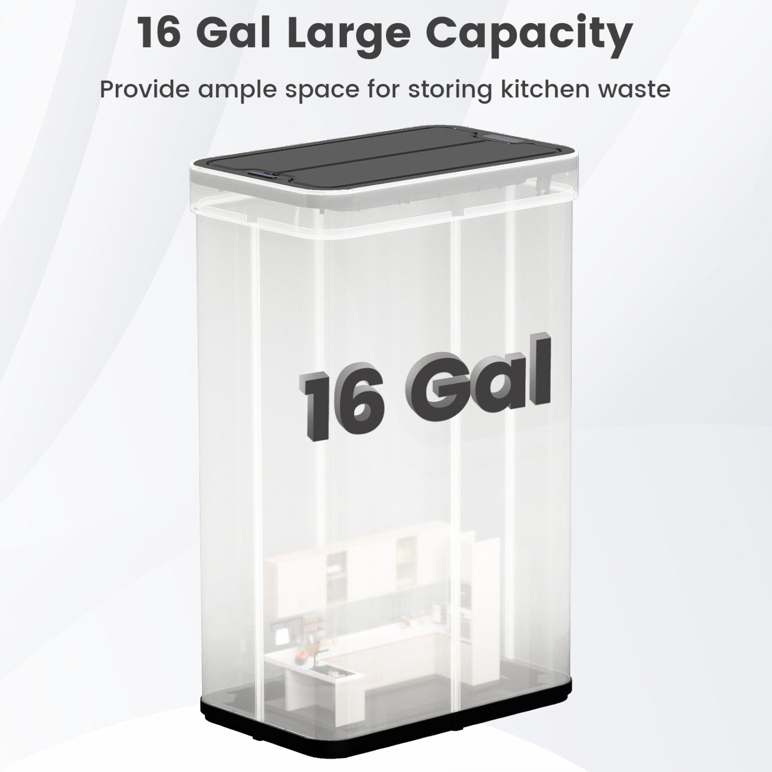 16 Gallon Trash Can with Wing Lids for Bedroom Bathroom Kitchen, Silver Kitchen Trash Cans at Gallery Canada