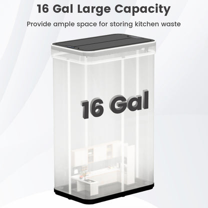 16 Gallon Trash Can with Wing Lids for Bedroom Bathroom Kitchen, Silver Kitchen Trash Cans at Gallery Canada